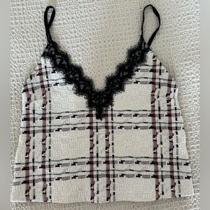 Zara plaid cropped cami with lace